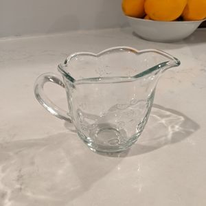 🛒$3 with bundle Heavy Glass Creamer Flower Pattern Clear Anchor Hocking Glass